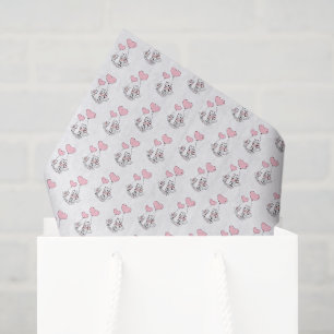 Mousseline Joyeuse Saint-Valentin Papier Tissu Chat Cœurs Ros