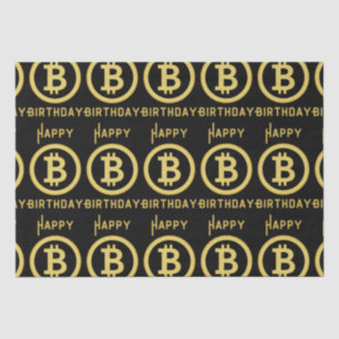 Mousseline Joyeux Anniversaire Bitcoin Gold Tissu Papier