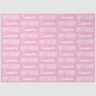 Mousseline Joyeux Anniversaire Nom Pink Tissue Papier