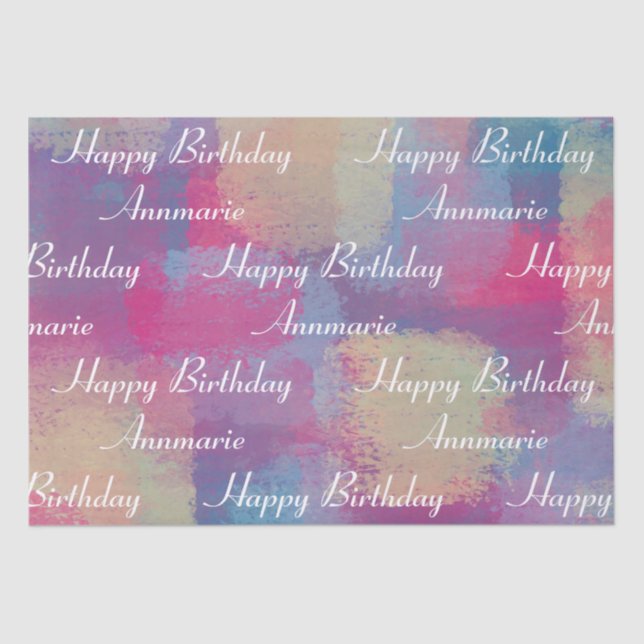 Mousseline Joyeux Anniversaire Pastel Patchwork Tissu Papier (Recto)