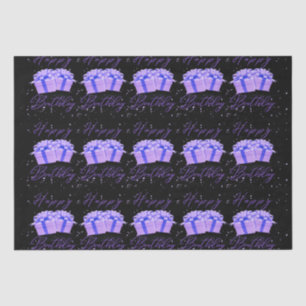 Mousseline Joyeux Anniversaire Plutôt Violet Papier Tissu