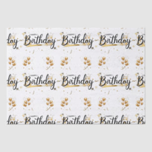 Mousseline Joyeux papier de tissus or d'anniversaire