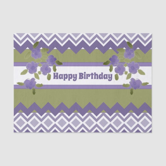 Mousseline Joyeux papier tissulaire d'anniversaire en violet  (Recto)