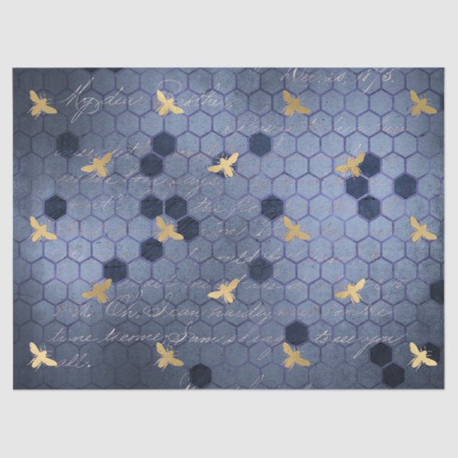 Mousseline Le Blue Bee Series Design 12 Tissus Papier (Recto)