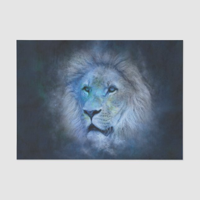 Mousseline Leo Lion Decoupage 10x15 Papier Tissu (Recto)