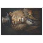 Lion en costume, Casquette avec fleurs 1 papier dé