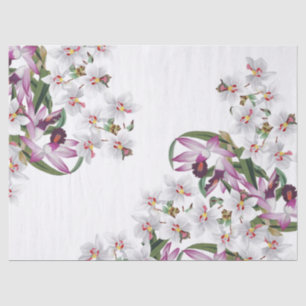 Mousseline L'orchidée blanche vintage fleurit le papier de