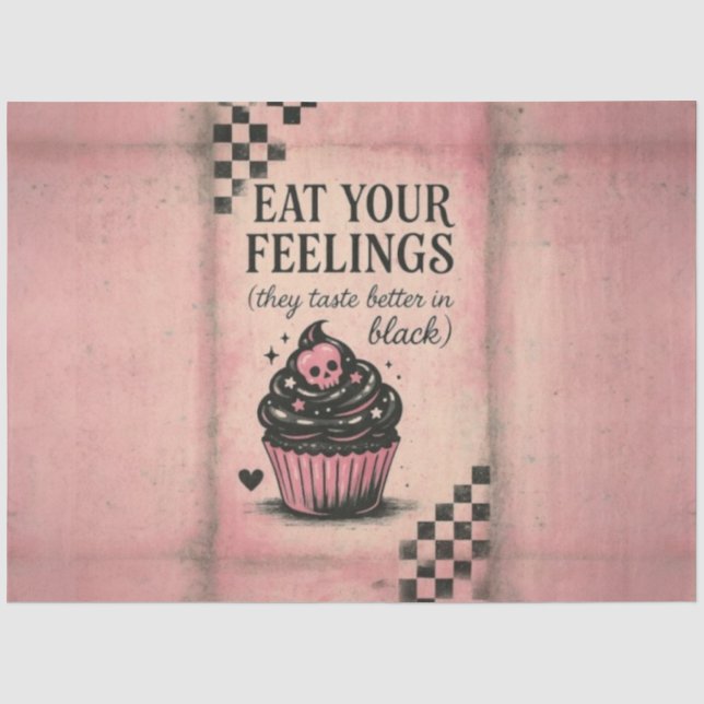 Mousseline Mangez vos sentiments Cupcake - Papier de découpag (Recto)