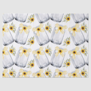 Mousseline Mason Jar Tournesol Fleur Russe Tissu Papier