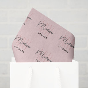 Mousseline Monogramme Logo Boulangerie Papier Tissu Rose