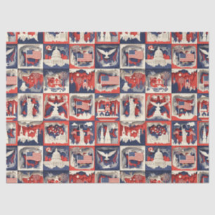 Mousseline Motif de carreau en papier découpé patriotique en 