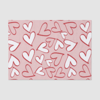 Mousseline Motif de coeur éparpillé 10" x 15" Papier de tissu