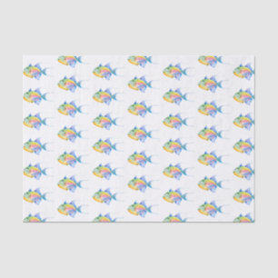 Mousseline Motif de papier de tissus décoratif de poisson tro