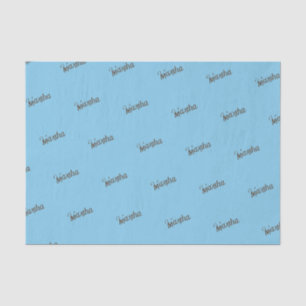 Mousseline Nom ancien Papier Tissu (bleu ciel et cuivre)