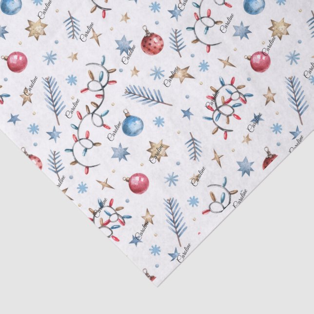 Mousseline Nom du script 3 feuilles Papier Tissu Whimsy Noël (Détail)