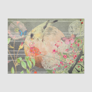 MOUSSELINE OISEAUX JAPONAIS ET PAPIER EN TISSU DE PLEINE LUNE