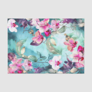 Mousseline ORCHIDS beau papier découpage floral