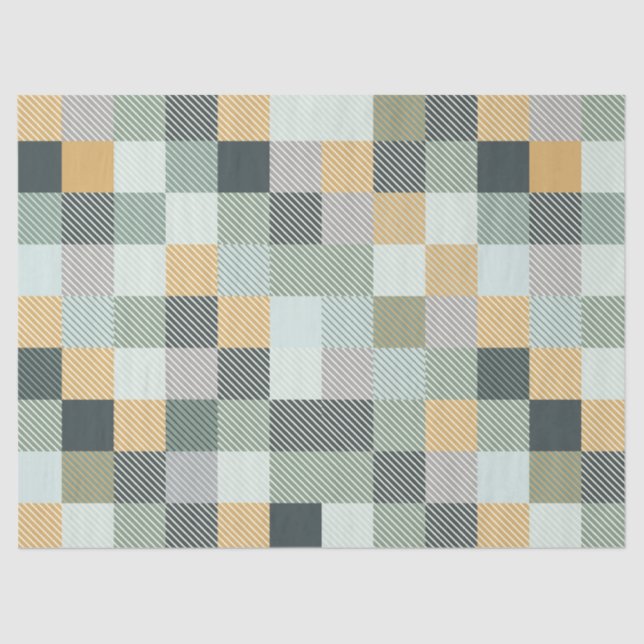 Mousseline Papier à papier ton vert bleu or (Recto)