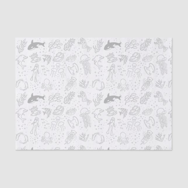 Mousseline Papier à thème océanique (Recto)