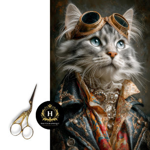 Mousseline Papier Craft Découpage Chat Tigré Argenté Steampun