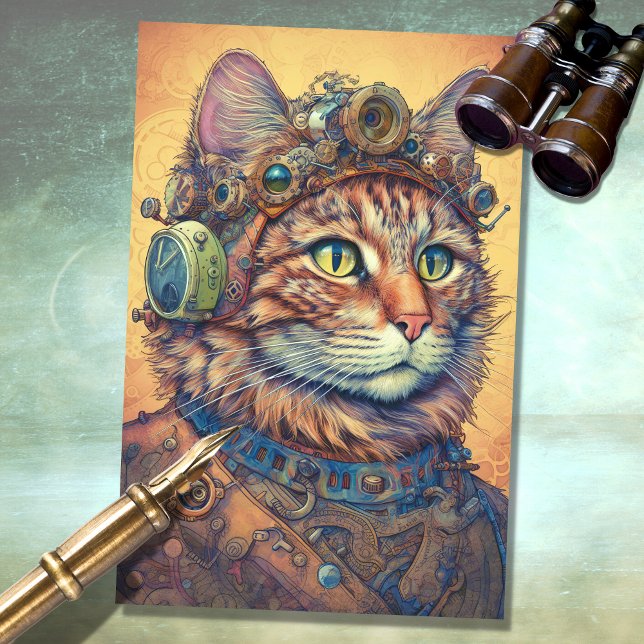 Mousseline Papier de découpage 4 Steampunk de chat (Créateur téléchargé)