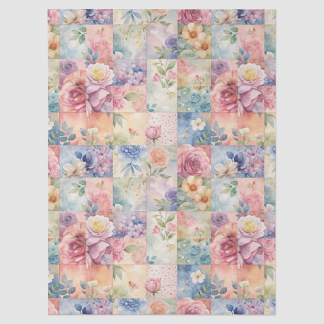 Mousseline Papier de découpage à motif floral aquarelle de pr (Recto)