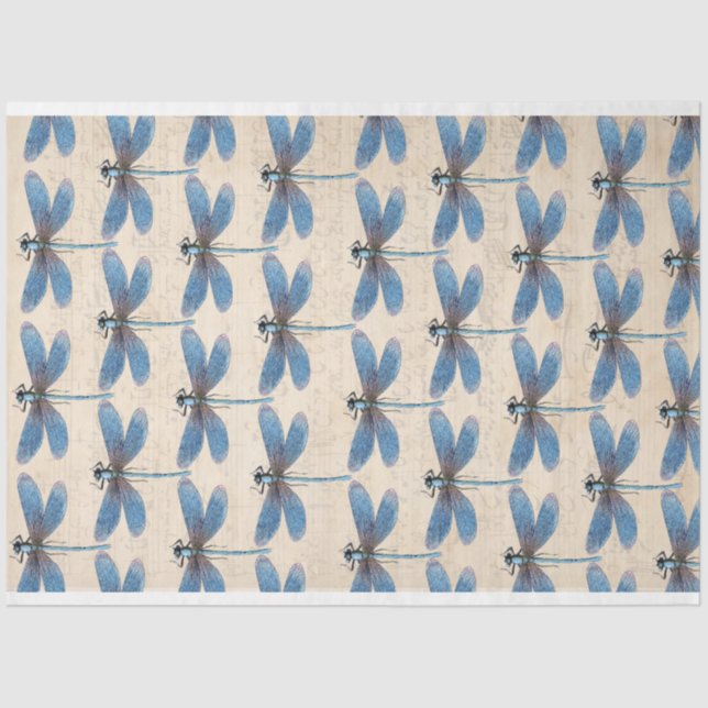 Mousseline Papier de découpage de meubles de libellules bleue (Recto)