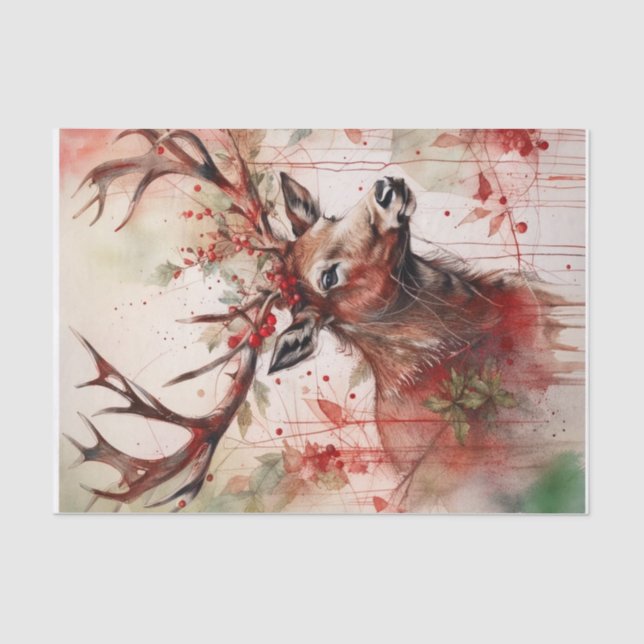 Mousseline Papier de découpage de rennes de Noël (Recto)