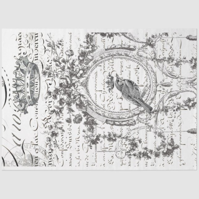 Mousseline Papier de découpage de script d'oiseaux (Recto)