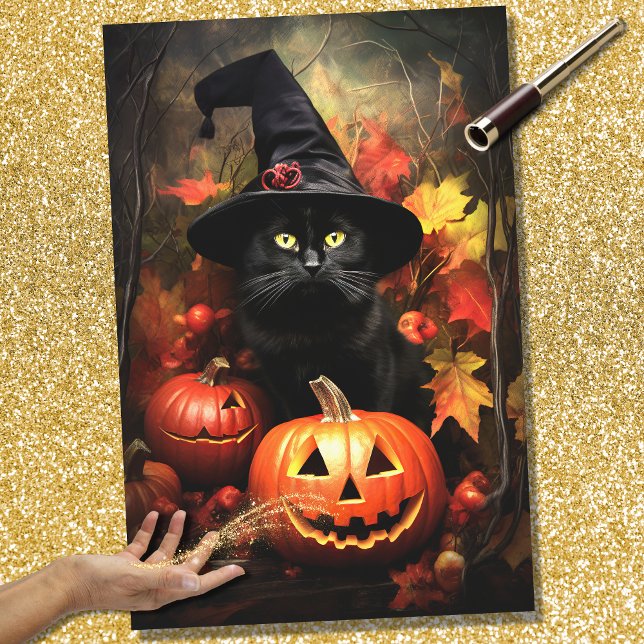 Mousseline Papier de découpage Halloween Witch Cat 3 (Créateur téléchargé)