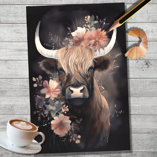 Mousseline Papier de découpage Highland Cow Watercolor 2
