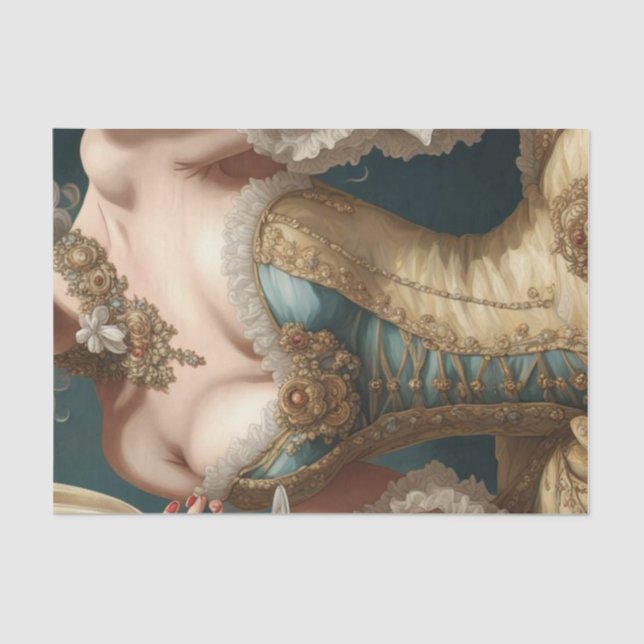 Mousseline Papier de découpage Rococo Corse Français Or (Recto)