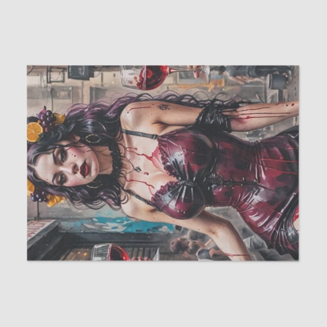 Mousseline Papier de découpage Sangria Siren (Recto)