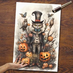 Mousseline Papier de découpage Whimsical Éffrayant Cat 3 Hall