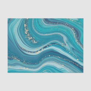 Mousseline Papier de fond en marbre liquide bleu et vert