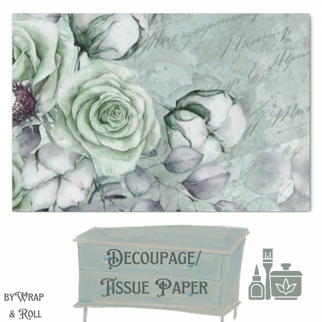 Mousseline Papier de fond gris romantique/Découpage vert (Créateur téléchargé)