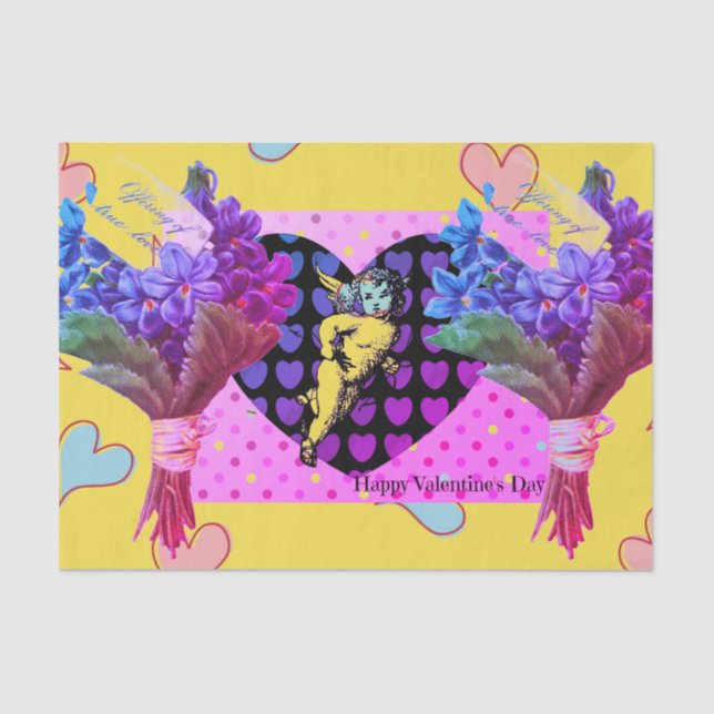 Mousseline Papier de fond Heureuse Sainte-Valentin COLLAGE (Recto)