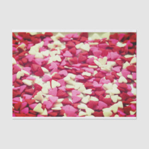 Mousseline Papier de fond rose rouge et blanc Coeur de bonbon