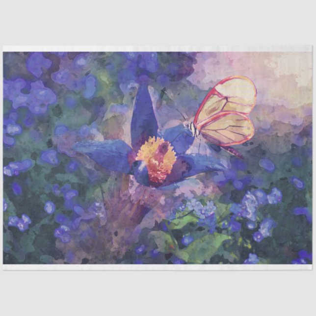 Mousseline Papier de papier de découpage Fleurs papillon (Recto)