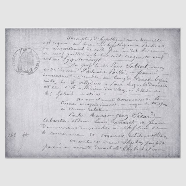 Mousseline Papier de papier de découpage vieux script françai (Recto)