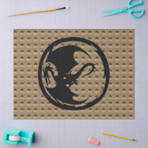 Mousseline Papier de papier de tissu en or Dragon Noir