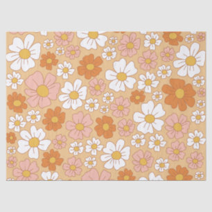 Mousseline Papier de papier de tissus floraux orange et blanc
