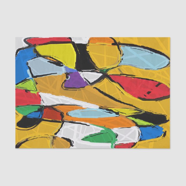 Mousseline Papier de tissu Abstrait jaune (Recto)