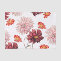 Papier de tissu botanique vintage Dahlias