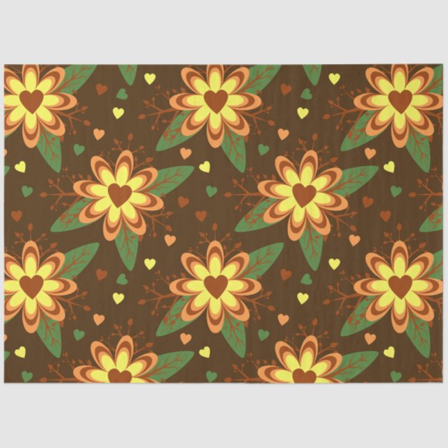 Mousseline papier de tissu de coeurs de fleurs (Recto)