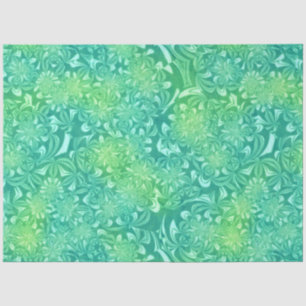 Mousseline papier de tissu de fleurs de batik vert