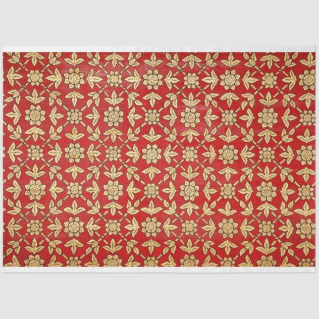 Mousseline papier de tissu de fleurs dorées (Recto)