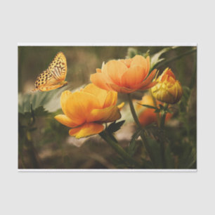 Mousseline papier de tissu de fleurs papillon