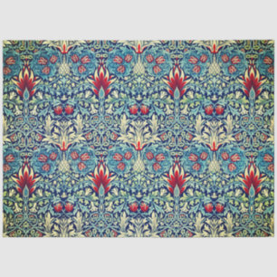 Mousseline PAPIER DE TISSU FLORAL William Morris EN BLEU