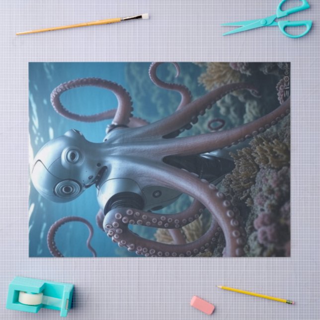 Mousseline Papier de tissu octopus Cyber (Artisanat)